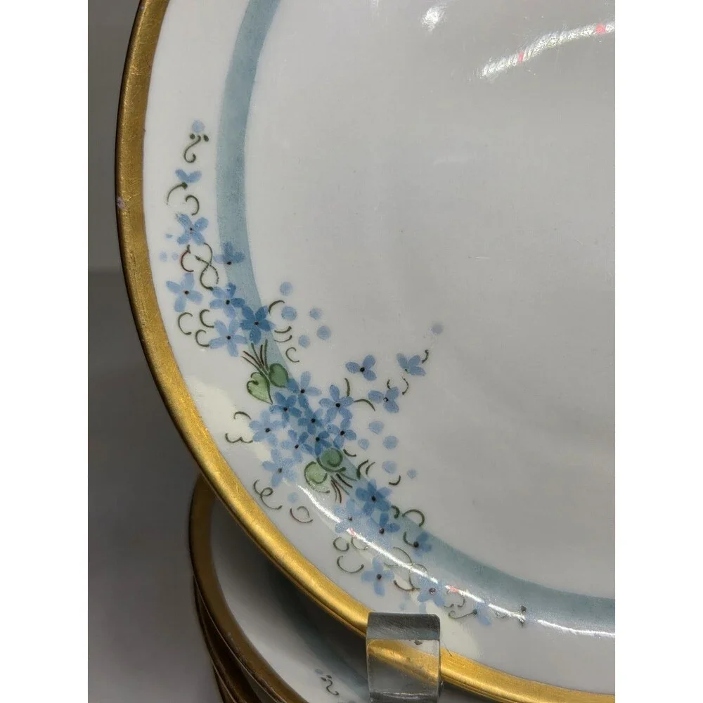 Set Of 4 Antique KPM Salad Plates Hand Painted 8